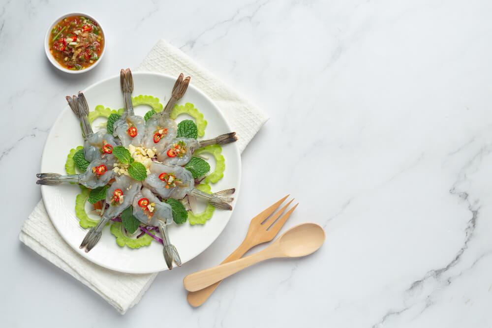 Shrimp and salad
